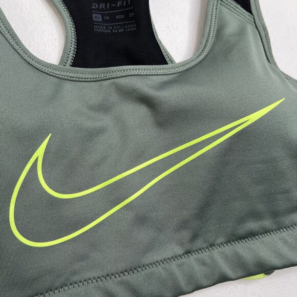 Nike Size XS Sports Bra Racerback Green Neon Strappy Padded Pullover Stretch - Picture 3 of 10